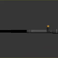 Modern Metal Weapon Design with Black Handle Silver Body and Orange Accent Features