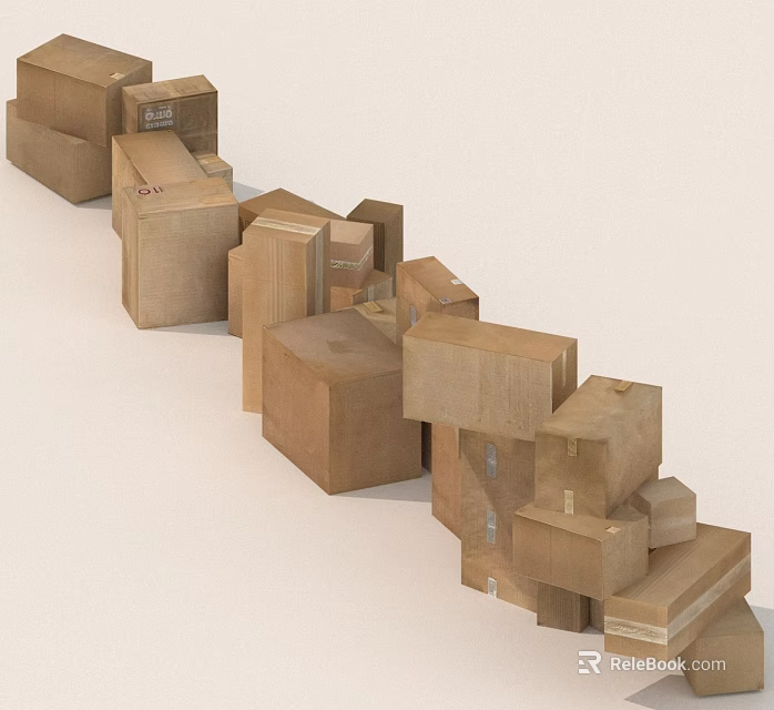 Stacked Cardboard Boxes In Various Sizes For Storage And Shipping 3d model 