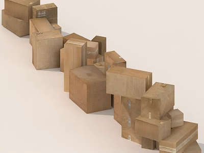 Stacked Cardboard Boxes In Various Sizes For Storage And Shipping 3d model