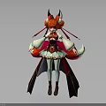 Anime Style Fantasy Character With Fox Ears Tail Red Hair And Ornate Flowing Costume 3d model