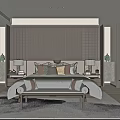 Modern Elegant Bedroom Interior With Tufted Headboard Area Rug And Nightstand Lamps