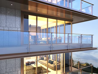 Modern Balcony Glass Railing Balcony Railing 3d model