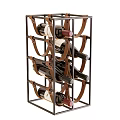 Modern Wine Rack With Metal Frame And Leather Straps Holding Wine Bottles