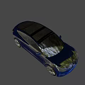 Blue Car With Open Doors Showcasing Interior Seats And Steering Wheel 3d model