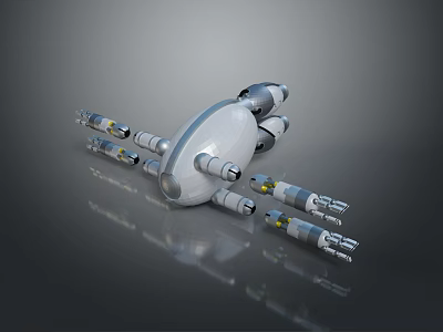 Sci-Fi Mechanical Creature 3D Model With White Streamlined Design And Silver Parts 3d model