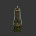 Traditional Architectural Decorative Multi layer Lantern Structure with Green Base and Brown Frame