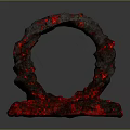 Red Glowing Lava Inspired Circular Ring Shaped Decorative Home Living Accessory with Molten Texture
