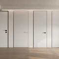 White Hinged Doors In Modern Room With Wooden Floor And Clean Design
