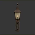 Copper Wall Lamp With Decorative Metal Bracket And Square Illuminated Lampshade