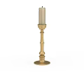 Golden Decorative Candlestick Featuring Cylindrical Candle Round Base And Ornate Column Design