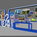 2024 Exhibition Display Booth With Blue Frames Digital Devices And