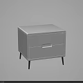 Modern White Bedroom Nightstand With Single Drawer And Slim Legs 3d model