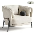 Modern Green Upholstered Armchair With Round Pillow And Metal Legs Design