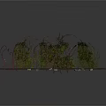 Curved Twig And Vine Structure With Green Plants On Dark Ground