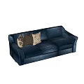 Blue Upholstered Sectional Sofa with Geometric and Solid Color Decorative Pillows 3d model