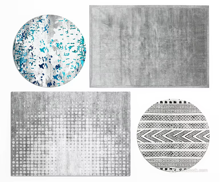 Modern Square Carpet With Textured Patterns And Geometric Design Styles 3d model