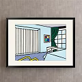 Black Framed Abstract Painting With Geometric Shapes Abstract Face And Bold Lines