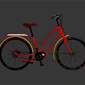 Classic Red Bicycle Featuring Brown Seat Yellow Fenders And Black Wheels