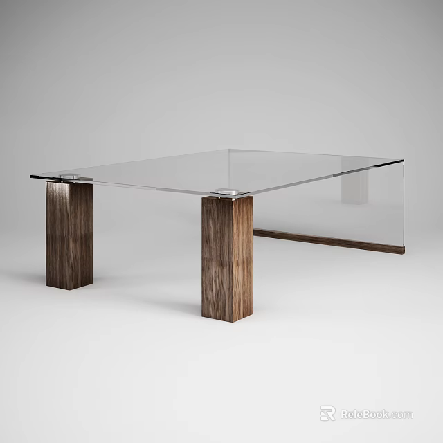 Modern Sofa and Coffee Table Set with Glass Top and Wooden Legs for Living Room 3d model 