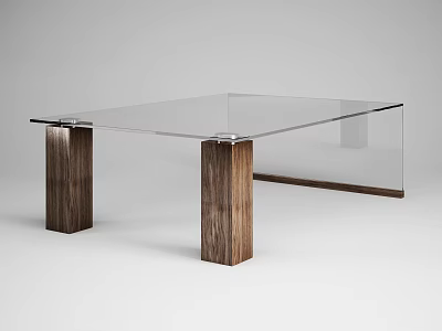 Modern Sofa and Coffee Table Set with Glass Top and Wooden Legs for Living Room 3d model