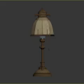 Vintage Table Lamp With Classic Metal Base Carved Details And Yellow Glass Shade