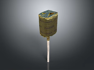 Delicious Chocolate Lollipop With Gold Foil Wrapping And Family Recipe Label 3d model