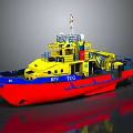 RIV TUG Tugboat Featuring Yellow Upper Blue Middle And Red Lower Sections 3d model