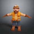 Bearded Man Wearing Orange Safety Vest Hard Hat With Headlamp Tool Belt Arms Outstretched