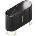 Luxury Console Side Cabinet With Marble Top Golden Frame Striped Doors