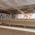 Modern Meeting Room With Large Screen Rows Of Chairs And Ceiling Lighting Design