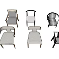 Assorted Modern Armchairs With Different Designs Upholstered Seats And Wooden Frames 3d model