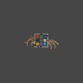 Whole Fresh Lobster Displayed with Colorful Rubik's Cube on Gray Background