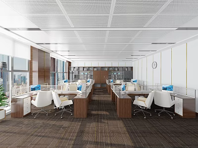 Modern Public Office Area Office Staff Office Area Office Desk and Chair Staff Desk and Chair Combination 3d model