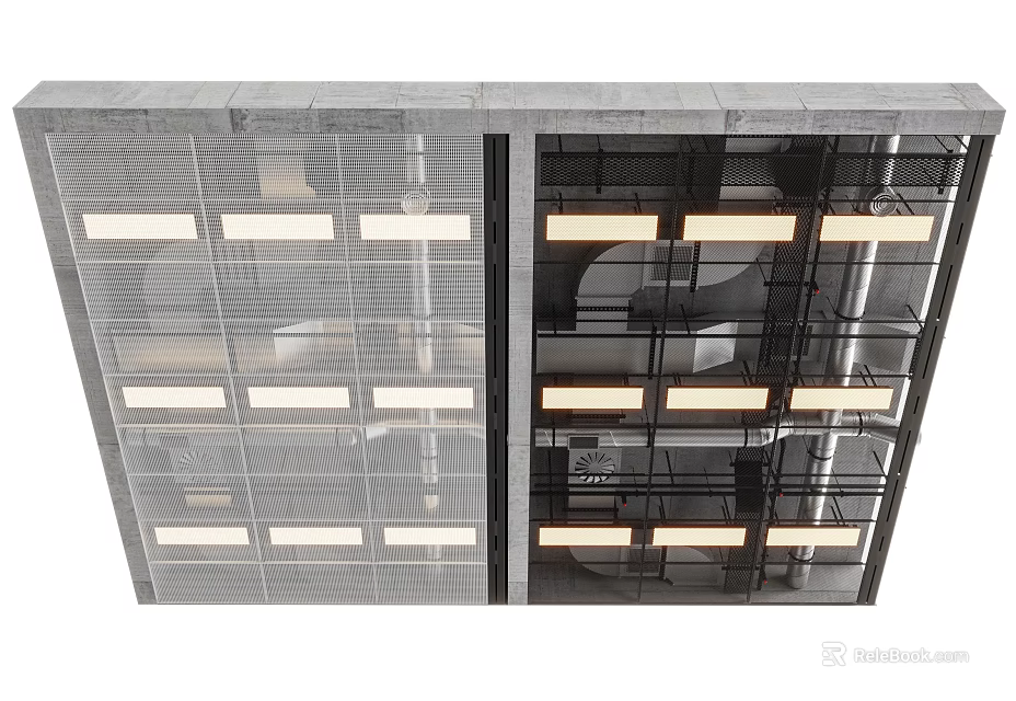 Modern Contemporary Ceiling Design With Grid Pattern And Recessed Lighting Fixtures 3d model