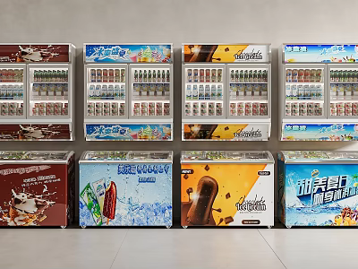 Transparent Door Commercial Refrigerators and Freezers for Store Beverage Ice Cream 3d model