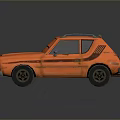 Orange Vintage Car With Roof Rack And Side Stripes Classic Design