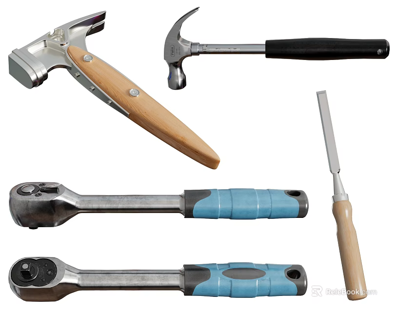 Essential Hardware Tools Set with Hammer Wrench Chisel for Home Improvement 3d model