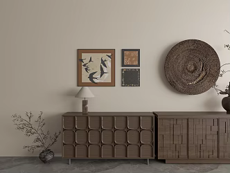 Middle Ancient Hallway Cabinet Hanging Picture Combination 3d model