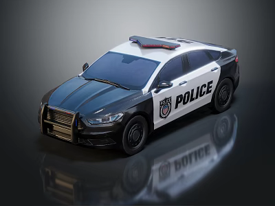 Functional Police Car With Roof Light Bar For Emergency Response Service 3d model