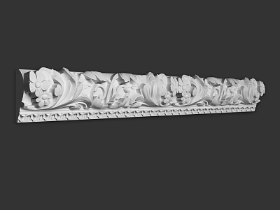 Carved Architectural Decorative Component with Intricate Floral and Leaf Patterns in White Finish 3d model