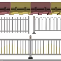 Various Styles Of Metal Traffic Railings In Red Yellow And White Colors
