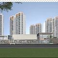 Modern Commercial Street With High Rise Buildings Pedestrians And Shopping Areas