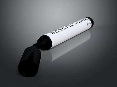 Color Marker As Essential Daily Life Product With White Body And Black Cap 3d model