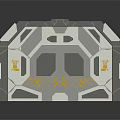 Futuristic Sci Fi Gate With Geometric Design Illuminated LED Stripes And Control Panels