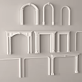White Architectural Components Featuring Various Arch And Frame Designs For Interior