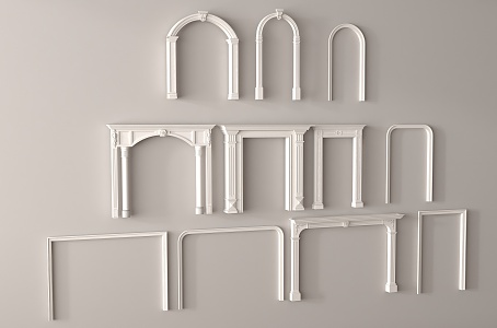 European style door cover, pass gate, carved lintel, carved door cover 3d model