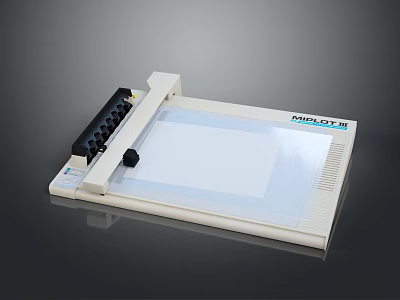 MIMAKI Computer Controlled Cutting Machine With White Body Transparent Platform And Black Adjustment Knobs 3d model