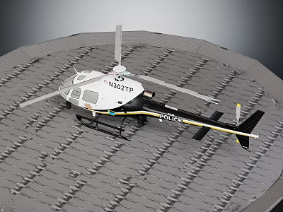Modern Helicopter Police Helicopter 3d model