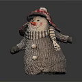 Cute Plush Snowman Doll With Red Hat Red Nose Gray Outfit Striped Scarf White Buttons