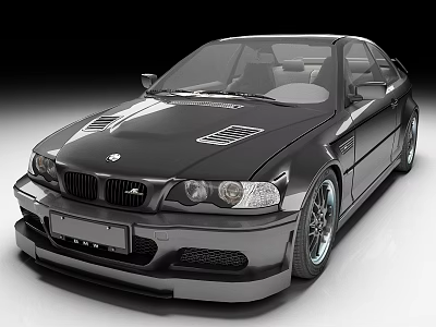 Sleek Black Two Door Sports Coupe With Modified Aerodynamic Body Kit And Alloy Wheels 3d model